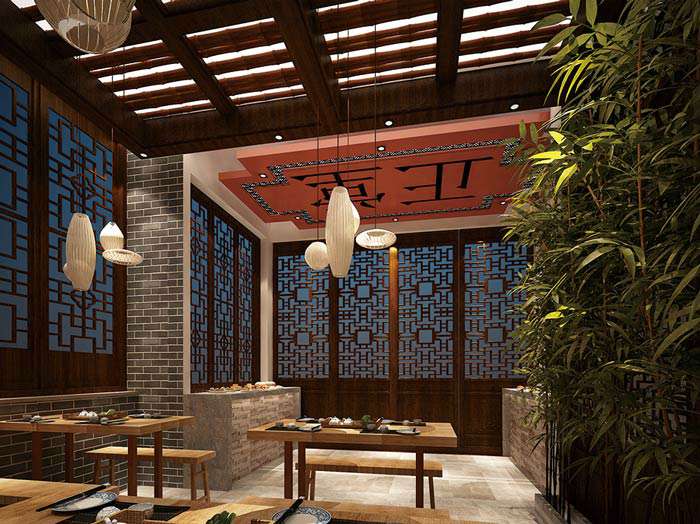 中式面館裝修設(shè)計效果圖