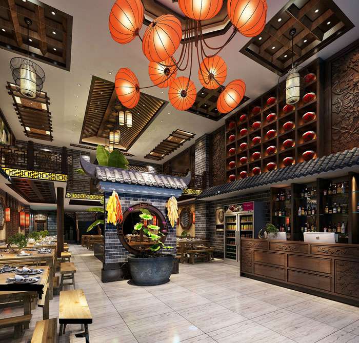 中式川菜館裝修設(shè)計效果圖