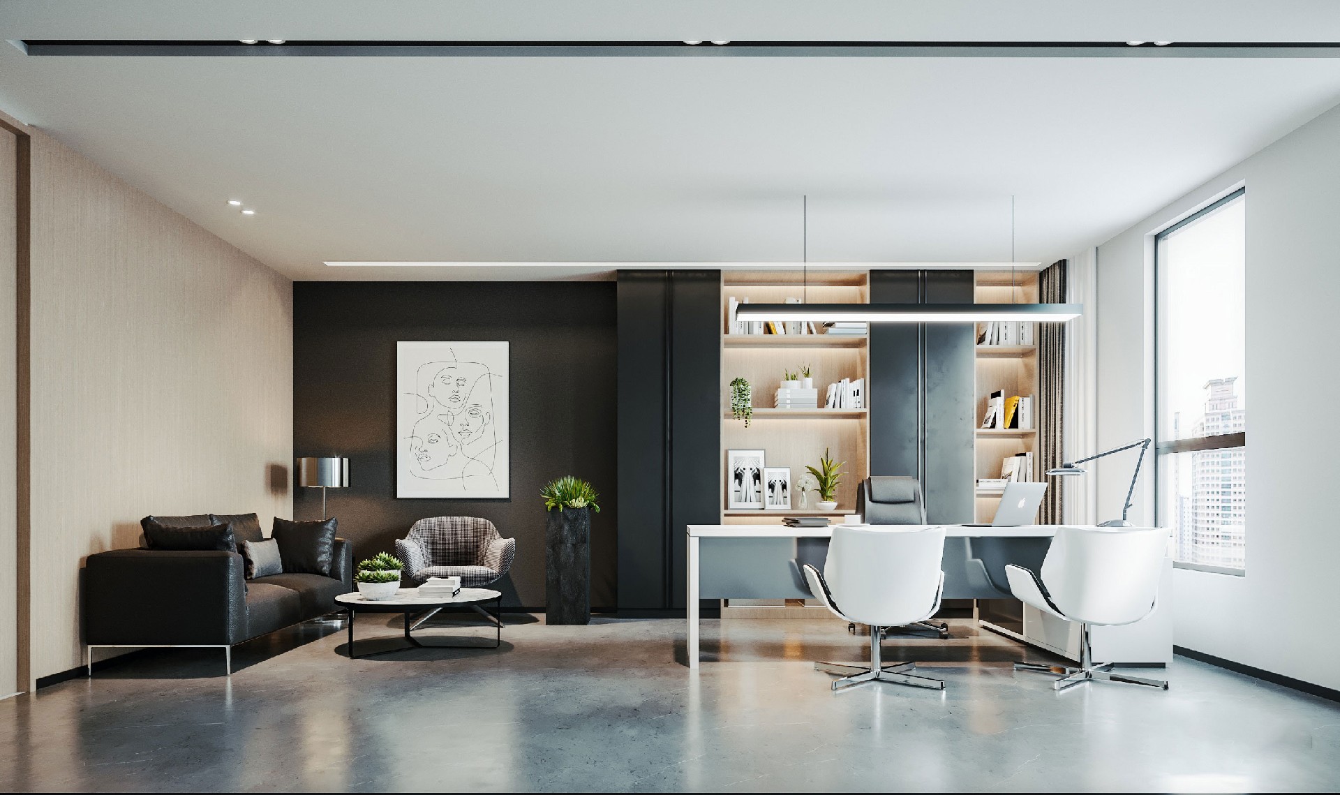 1300平米集團(tuán)公司辦公室裝修設(shè)計效果圖