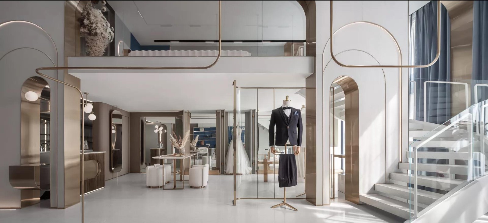 180平米婚紗禮服定制店鋪裝修設(shè)計效果圖