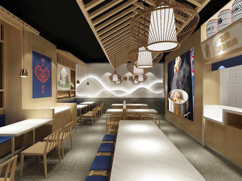 140平米鄭州米粉小吃店裝修設(shè)計效果圖