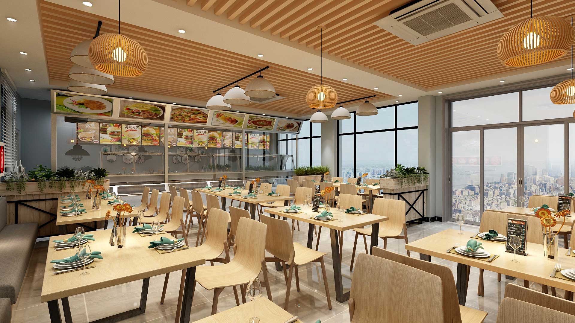 90平米快餐店裝修設(shè)計效果圖